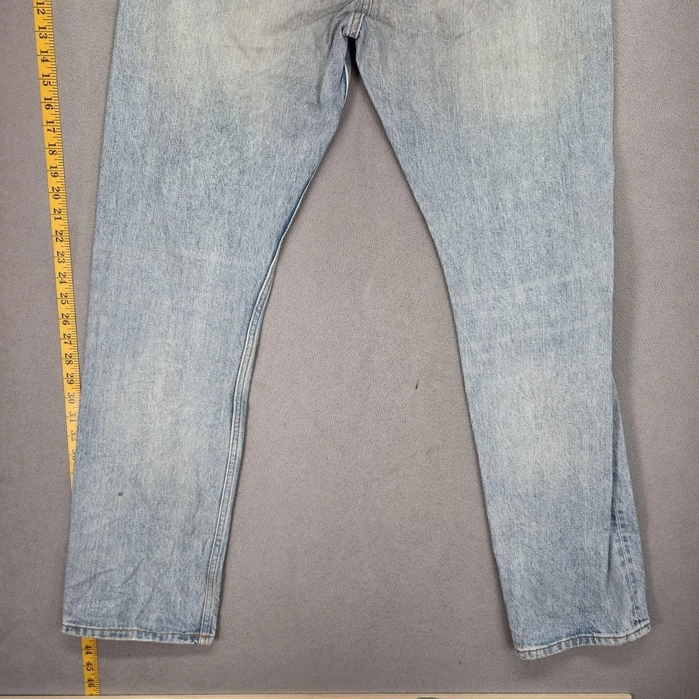 Calvin Klein‎ Selvedge Jeans Mens Blue Light Dirty Wash Straight Leg Fits 34x32